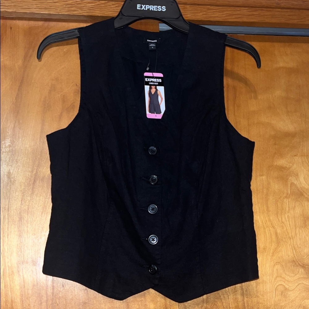 Express Black Linen Vest